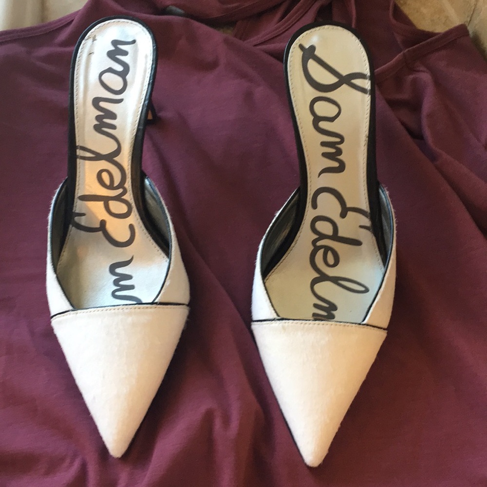 Sam Edelman White calf hair shoes